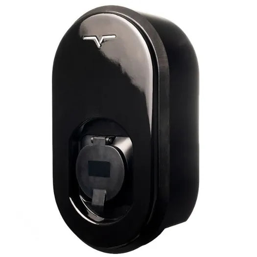 vCHRGD Seven Pro EV charger angled view showing socket - UK home charge point