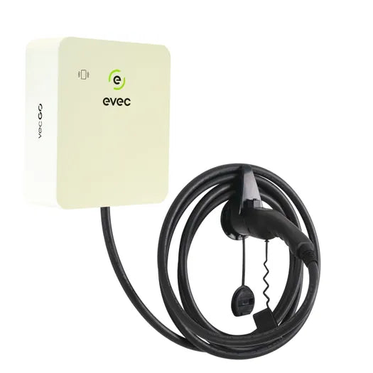 Evec VecGO 7.4kW Tethered EV Charger in Cream - Buy Home Charging Point Online