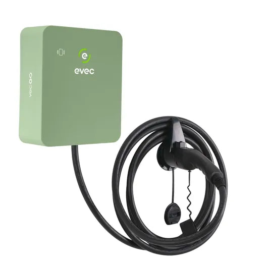 Evec VecGO 7.4kW Tethered EV Charger in Sage Green - Buy Home Charging Point Online