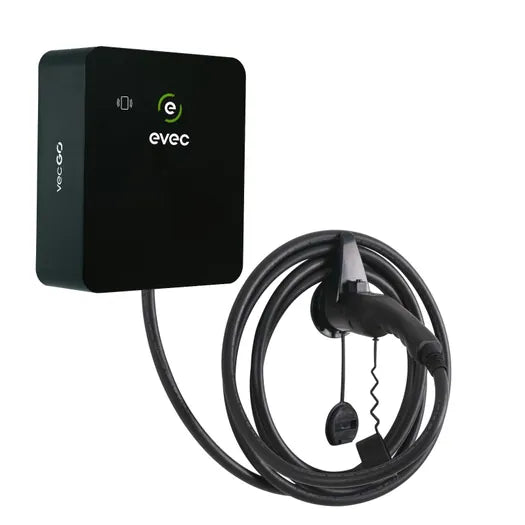 Evec VecGO 7.4kW tethered EV charger in black