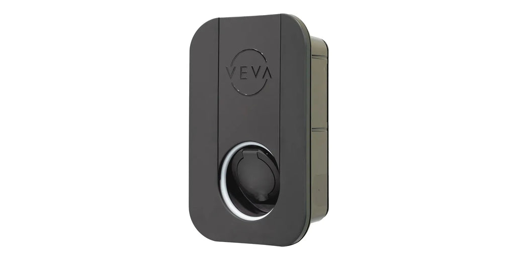 VEVA untethered EV charger in grey with type 2 socket - UK home charging point