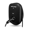waEV-charge EV1i 7.4kW tethered EV charger, black wall unit with shadow - UK home charging point