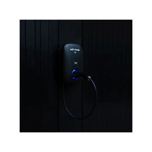 waEV-charge EV1i 7.4kW tethered EV charger in black - wall-mounted home charging point, UK